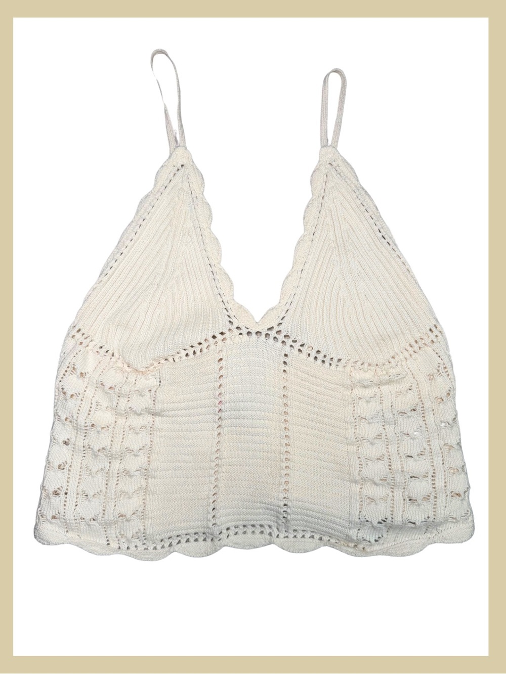 Med NWOT - Free Beach - Knit Crochet-like Cropped Tank Top - Cream - Picture 7 of 7